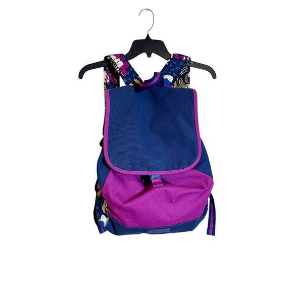 Vera Bradley Canvas Colorblock Backpack Purple Blue Floral School Bag - Picture 2 of 12